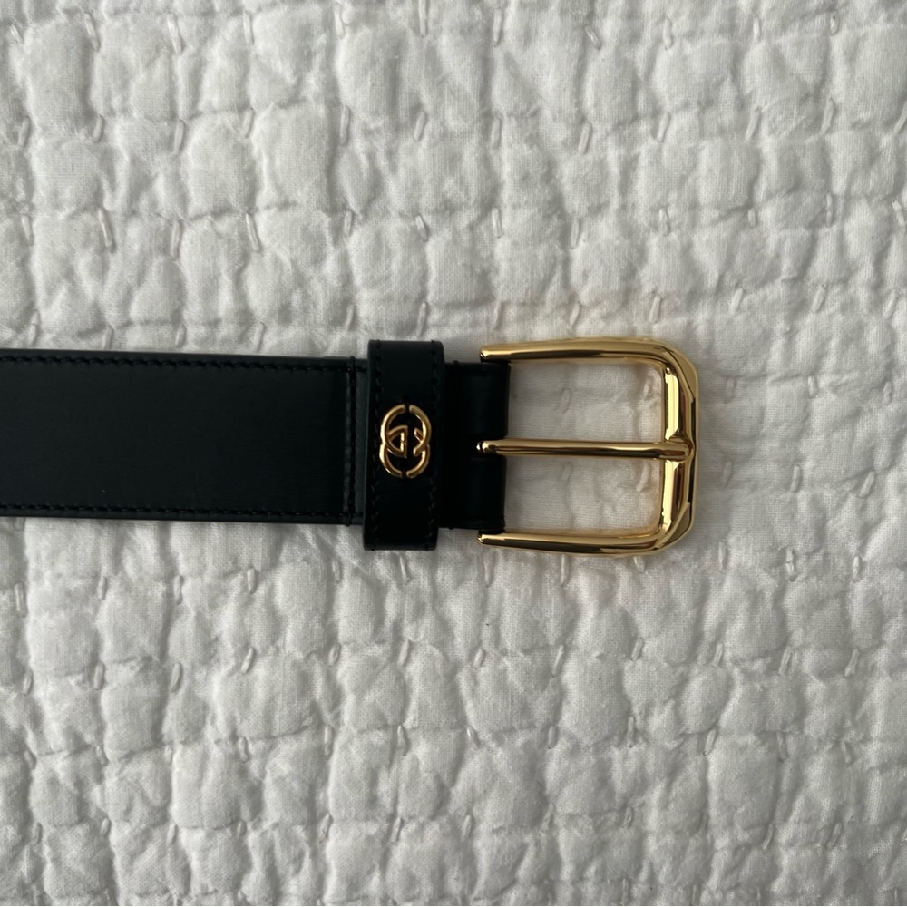 BELT WITH SQUARE BUCKLE AND INTERLOCKING G